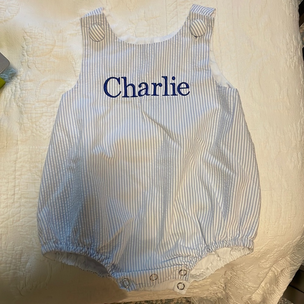 Charlie embroidered boys bubble